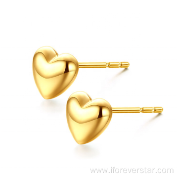 Forever Star Real 18k Yellow Gold Heart Earring